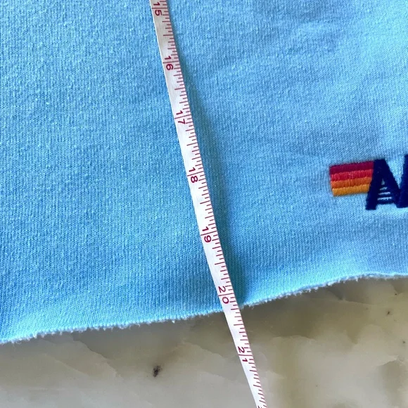 Aviator Nation Lightning Bolt Neon Rainbow Stripe Crop Sweatshirt in Blue - Picture 11 of 14